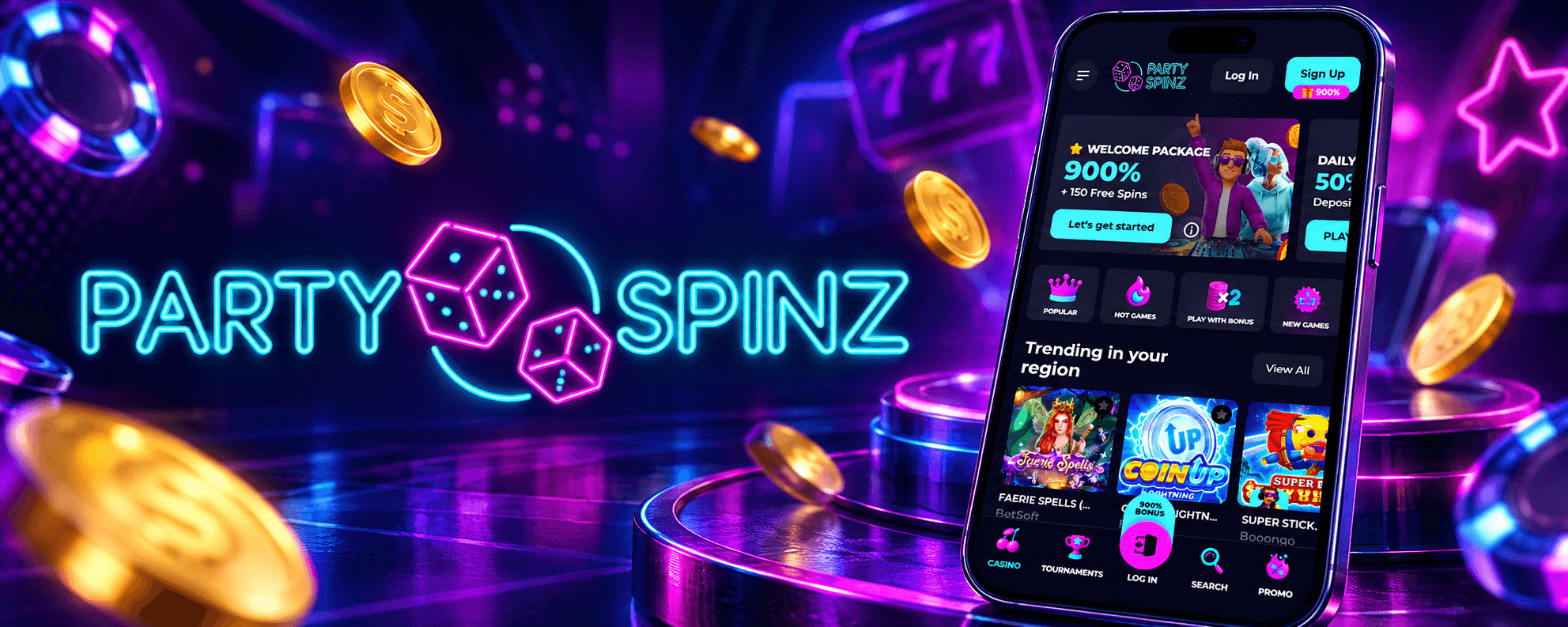 PartySpinz Casino App-schermafbeelding